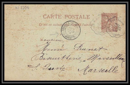 Delcampe - 03942/ Entier Postal (Stationery) Monaco Bouches Du Rhone Convoyeur Vintimille à Marseille 1897 - Postal Stationery