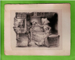 Delcampe - DESSIN D ALDOLPHE WILLETTE LA CEINTURE DE CHASTETE PUBLICITE POUR LE LIBRAIRE DE LIVRES RARES THEOPHILE BELIN - Bookplates