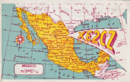 Delcampe - POSTCARD MAP RADIO QSL MONTERREY MEXICO 1956 A SAN RAFAEL MENDOZA ARGENTINA - Radio
