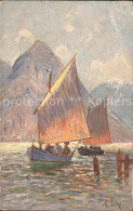 Delcampe - Lago Di Lugano TI Segelbarken Kuenstlerkarte - Altri & Non Classificati