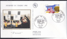 Delcampe - France Silk FDC- 1992 Journee Du Timbre - Covers & Documents