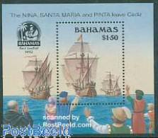 Delcampe - Bahamas 1990 Discovery Of America S/s, Mint NH, History - Transport - Explorers - Ships And Boats - Explorers