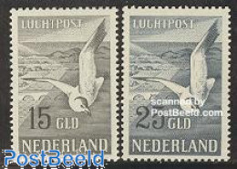 Delcampe - Netherlands 1951 Airmail 2v, Unused (hinged), Nature - Birds - Art - Bridges And Tunnels - Airmail