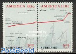 Delcampe - Suriname, Republic 1991 UPAE, Discovery Of America 2v [:], Mint NH, History - Transport - Various - Explorers - U.P.A... - Explorers