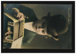 Delcampe - AK Junge Mit Hut Und Zigarrenkiste: Eine Fehlt Schon! VIESELBACH 26.5.1910 - Sonstige & Ohne Zuordnung