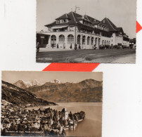 Delcampe - THUN - OBERHOFEN . " Thun. Bahnhof " § " Oberhofen Mit Eiger " ;Clichés 'Peu Courants ? - - Hofstetten Bei Brienz