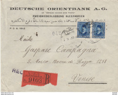Delcampe - RACCOMANDATA 1931 DA ALESSANDRIA EGITTO A VENEZIA TIMBRI ARRIVO (Z705 - Covers & Documents