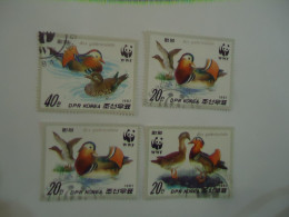 Delcampe - KOREA NORTH  4 USED STAMPS  BIRDS WWF - Altri & Non Classificati