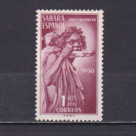 Delcampe - SPANISH SAHARA 1950 Sc# B14 CV $16 Shepherd And Lamb 1p+25c Rose-brown MH - Spanische Sahara