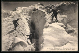 Delcampe - AK Chamonix, Ascension Périlleuse Au Mont-Blanc, Bergsteiger Auf Einem Gletscher - Alpinismus, Bergsteigen