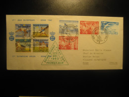 Delcampe - BRUXELLES 1960 To Equipe Belge Village Poster Stamp Bloc Vignette Athletics ROMA Italy Olympic Games Cover BELGIUM - Sommer 1960: Rom