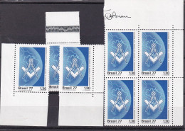 Delcampe - SA13c Brazil 1977 50th Anniv Of Founding Of Great Lodges In Brazil Mint Block - Altri & Non Classificati