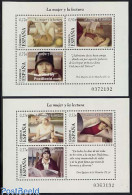 Delcampe - Spain 2004 Woman & Lecture 2 S/s, Mint NH, History - Nature - Transport - Newspapers & Journalism - Women - Dogs - Shi.. - Nuovi