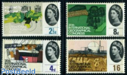 Delcampe - Great Britain 1964 Geographic Congress, Phosphor 4v, Unused (hinged), Nature - Science - Transport - Trees & Forests -.. - Ongebruikt
