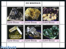 Delcampe - Guinea Bissau 2003 Minerals 6v M/s, Mint NH, History - Geology - Guinea-Bissau