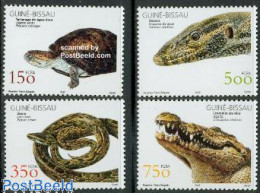 Delcampe - Guinea Bissau 2002 Reptiles 4v, Mint NH, Nature - Animals (others & Mixed) - Crocodiles - Reptiles - Snakes - Turtles - Guinea-Bissau