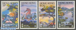 Delcampe - Hong Kong 1980 Parks 4v, Mint NH, Nature - Sport - Various - Birds - Fish - Gardens - National Parks - Sea Mammals - F.. - Ungebraucht