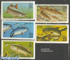 Delcampe - United States Of America 1986 Fish 5v, Mint NH, Nature - Fish - Ongebruikt