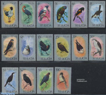 Delcampe - Saint Lucia 1976 Birds 16v, Mint NH, Nature - Birds - Kingfishers - Pigeons - St.Lucia (1979-...)