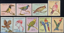 Delcampe - Paraguay 1969 Birds 9v, Mint NH, Nature - Birds - Birds Of Prey - Parrots - Flamingo - Hummingbirds - Toucans - Paraguay