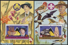 Delcampe - Saint Lucia 1986 Girl Guides 2 S/s, Mint NH, Nature - Sport - Birds - Scouting - St.Lucia (1979-...)