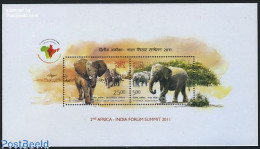Delcampe - India 2011 Africa-India Summit S/s, Mint NH, Nature - Animals (others & Mixed) - Elephants - Unused Stamps