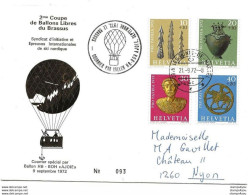 Delcampe - 299 - 11 - Enveloppe Suisse "2ème Coupe De Ballons Libres Du Brassus 1972" - Fesselballons