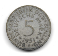 Delcampe - Germany 5 Mark 1951 F - 5 Marchi