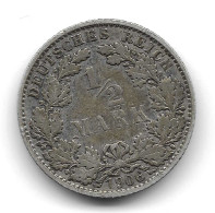 Delcampe - Germany 1/2 Mark 1906 E - 1/2 Mark