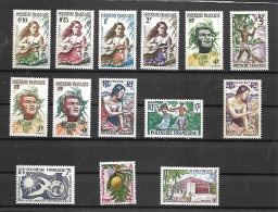 Delcampe - POLYNESIE F. 14 SUPERBES TIMBRES NEUFS * * COMPLET DU N° 1 AU N° 14--BEAUX VERSOS- DE 1958-60 - Unused Stamps