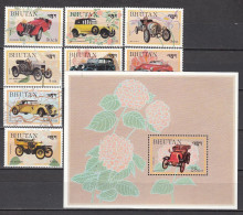 Delcampe - Automobile / Auto:  Bhutan  8 W + Bl ** - Autos