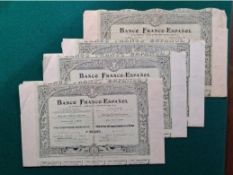 Delcampe - 4 ACTIONS BANQUE FRANCO-ESPAGNOLE BANCO FRANCO-ESPANOL 1906 - Andere & Zonder Classificatie