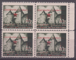 Delcampe - Yugoslavia BOB Provisory Issue Split Spalato 1945 Mi#10 Mint Never Hinged Pc. Of 4 - Unused Stamps