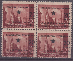 Delcampe - Yugoslavia BOB Provisory Issue Split Spalato 1945 Mi#13 Mint Never Hinged Pc. Of 4 - Unused Stamps