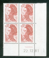 Delcampe - Lot B252 France Coin Daté Liberté N°2179 (**) - 1980-1989