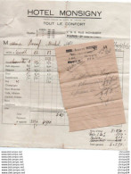 Delcampe - 3v88Gt   Facture Et Note De Pressing De L'Hotel Monsigny à Paris - 1900 – 1949