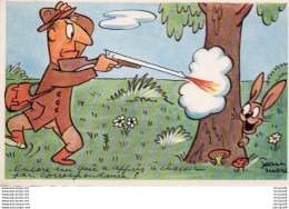 Delcampe - 4V5Hy    Chasse Chasseur Humour Illustrateur Rob Vel En TBE Fusil Permis Par Correspondance - Caccia