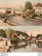 Delcampe - 5V5PsN    Lot De 2 Cpa Luxographie 2 Trés Beaux Paysages - 1900-1949