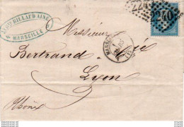 Delcampe - 5V7Sm  Courrier Pli 1864 Napoléon Double Oblitération Points N° 2240 2 Fois Billaud Ainé De Marseille à Lyon - 1862 Napoléon III.