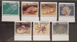 Delcampe - Australia Marine Animals 7 Stamps 1986 MNH. Octopus Stingaree Starfish Stonefish Jimble Shell - Ongebruikt