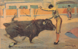 Delcampe - B277 Spain Un Par En Todo Lo Alto Bull Fight Arena Toreador Art Postcard - Andere & Zonder Classificatie