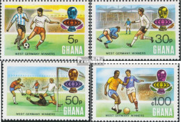 Delcampe - Ghana 581C-584C (kompl.Ausg.) Gezähnt 13 1/2 Postfrisch 1974 Fußball - Ghana (1957-...)