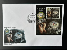 Delcampe - Djibouti Dschibuti 2024 Mi. ? Bloc S/S FDC Emission Commune Arab League Gaza Dove Flag Oiseau Bird Vogel - Gemeinschaftsausgaben