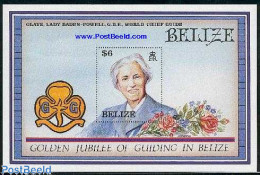 Delcampe - Belize/British Honduras 1987 Girl Guides S/s, Mint NH, Nature - Sport - Flowers & Plants - Roses - Scouting - Honduras Britannico (...-1970)