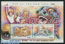 Delcampe - Christmas Islands 1994 Hong Kong 94 S/s, Mint NH, Nature - Various - Dogs - Philately - New Year - Neujahr