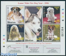 Delcampe - Bhutan 2006 Year Of The Dog 4v M/s, Mint NH, Nature - Various - Dogs - New Year - Neujahr