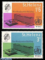 Delcampe - Saint Helena 1966 New WHO Building 2v, Mint NH, Health - Health - Isla Sta Helena