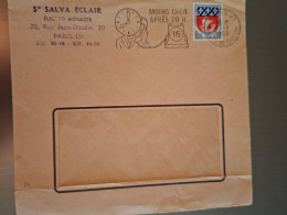 Delcampe - 1966 - ENVELOPPE PUBLICITAIRE STE SALVA ECLAIR PARIS - FLAMME TELEPHONE "MOINS CHER APRES 20H" - ARMOIRIES DE PARIS 0.30 - 1961-....