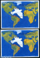 Delcampe - Angola 1995 Rotary Int. 2 S/s, Mint NH, Nature - Various - Birds - Maps - Rotary - Pigeons - Geography