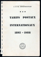 Delcampe - Deneumostier : Belgique Tarifs Postaux 1892 - 1988 En Service International - Postal Rates